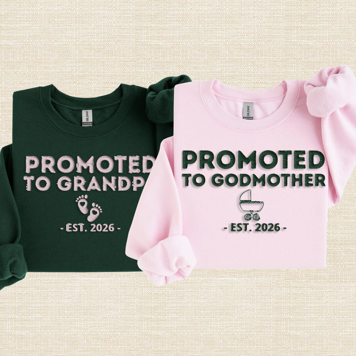 Promoted To Godmother Embroidered Sweatshirt, Personalized Est Year, Godparent Proposal Gift, Baby Announcement Crewneck,Mom To Be Gift Idea