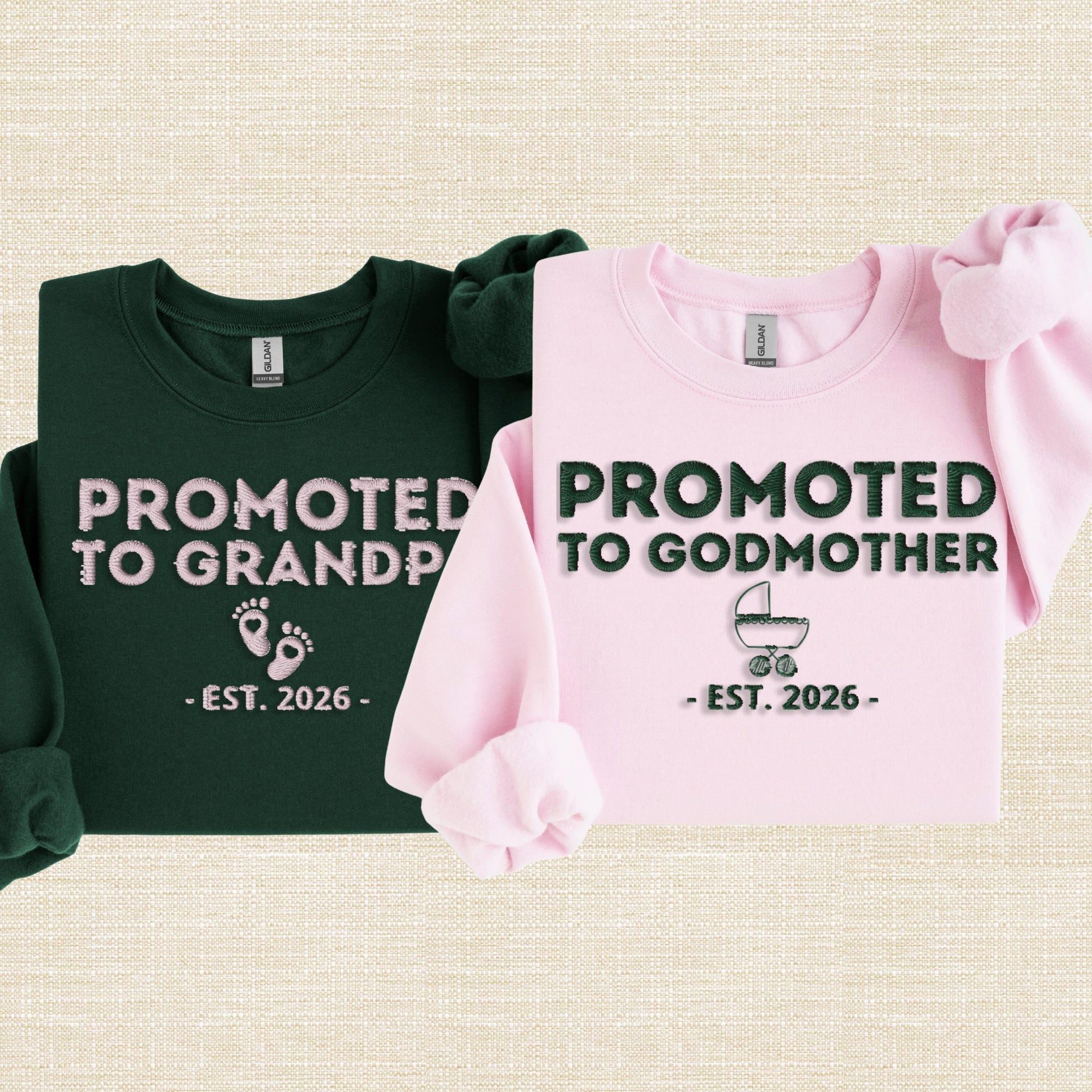 Promoted To Godmother Embroidered Sweatshirt, Personalized Est Year, Godparent Proposal Gift, Baby Announcement Crewneck,Mom To Be Gift Idea
