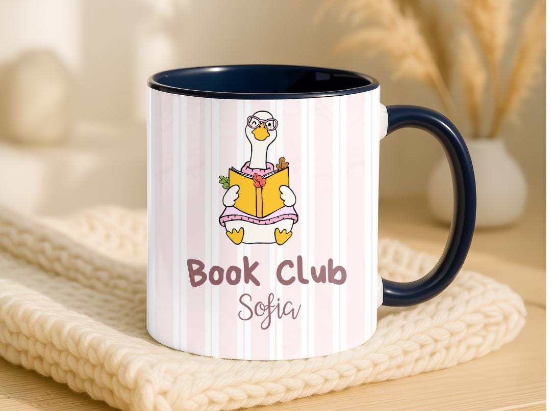 Silly goose book mug personalized