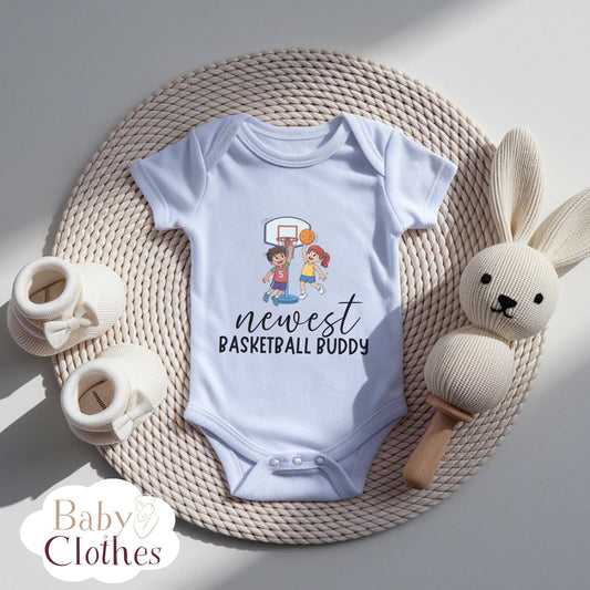 newest basketball buddy baby bodysuit, cute basketball baby outfit, baby announcement, newborn baby gift, daddy’s basketball partner onesie®