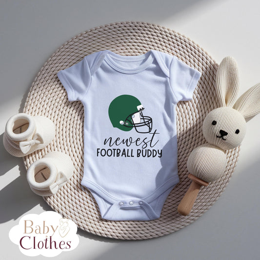 newest football buddy baby bodysuit, cute football baby outfit, baby announcement, newborn baby gift, daddy’s football partner onesie®