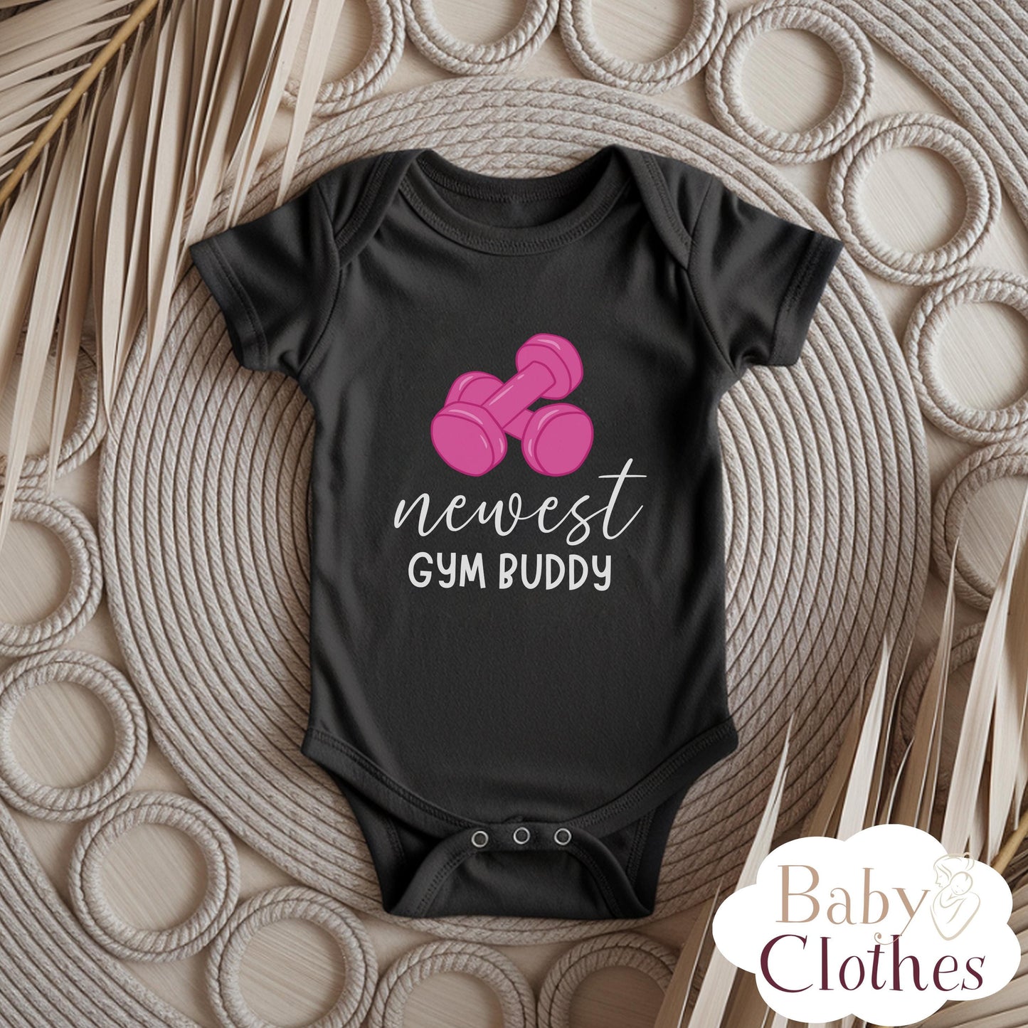 newest gym buddy baby bodysuit, cute gym baby outfit, baby announcement, newborn baby gift, daddy’s gym partner onesie®